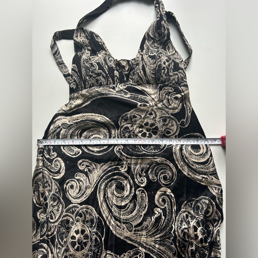 Adrianna Papell  silk  dress occasion black beige pattern print floral gown - Picture 11 of 13